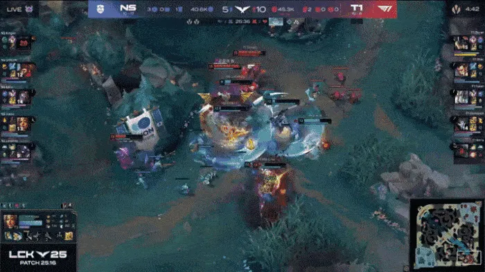 AG体育-LCK：NS牛头配合发条大顶三个，但T1下路团1换5团灭NS